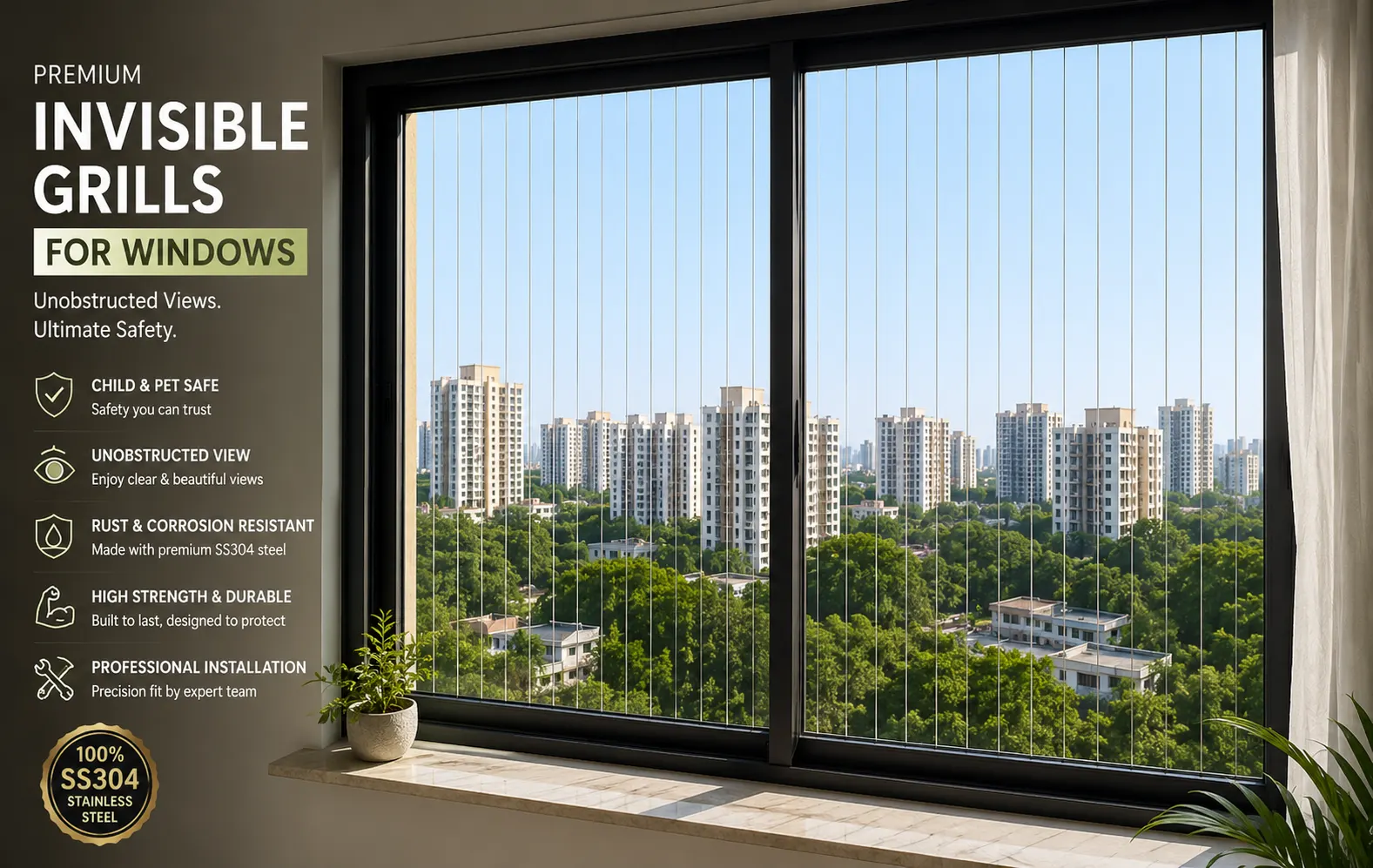 Window Invisible Grills in Hyderabad